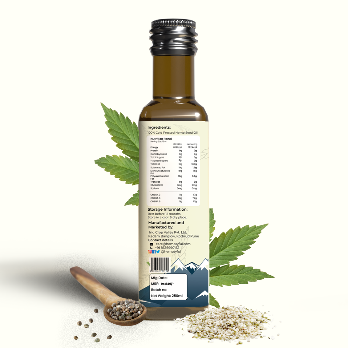 Hemptyful - Cold Pressed Hemp Seed Oil (250ml)