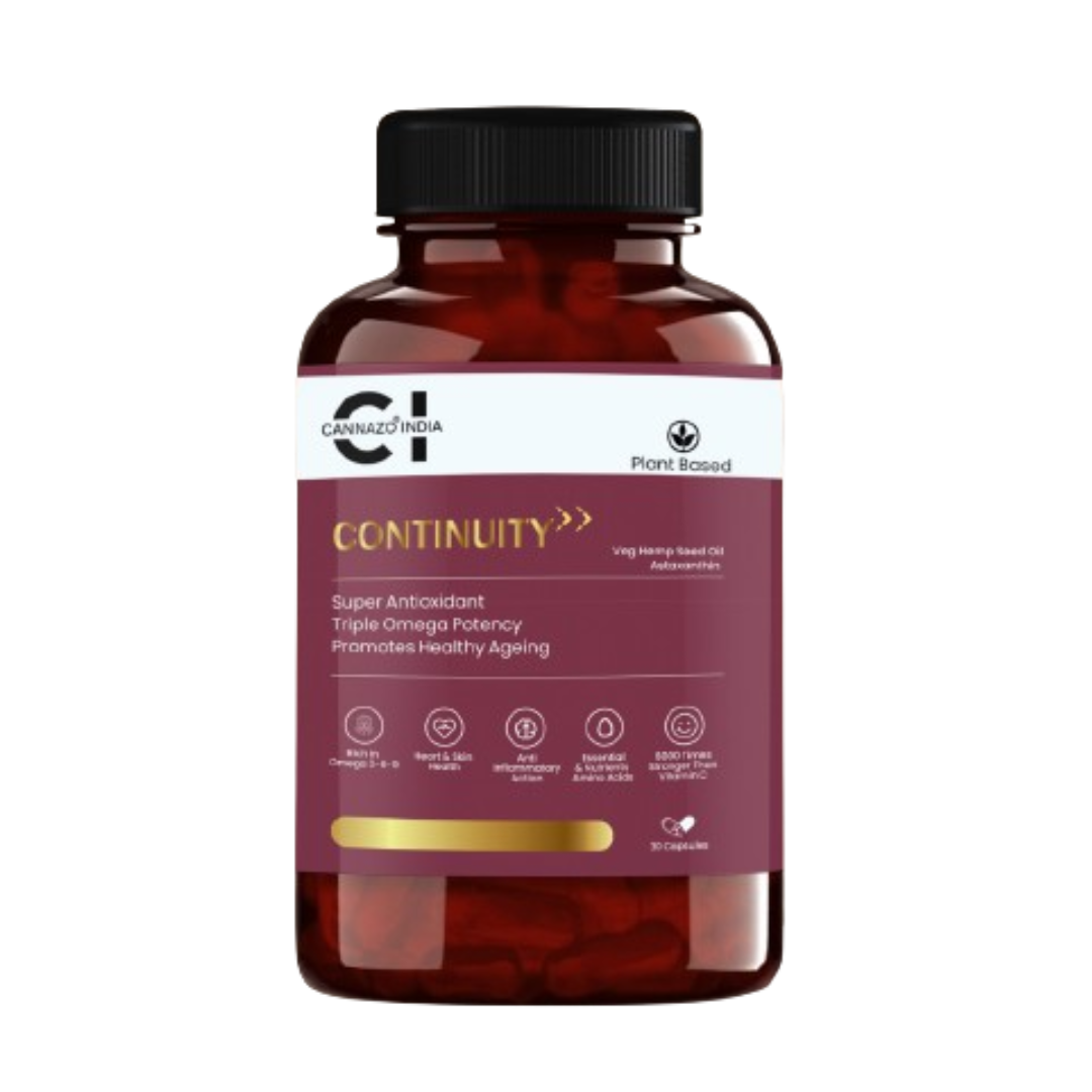 Cannazo India - Continutity - Softgel (Hemp Seed Oil + Astaxanthin)(30 CAPSULES)