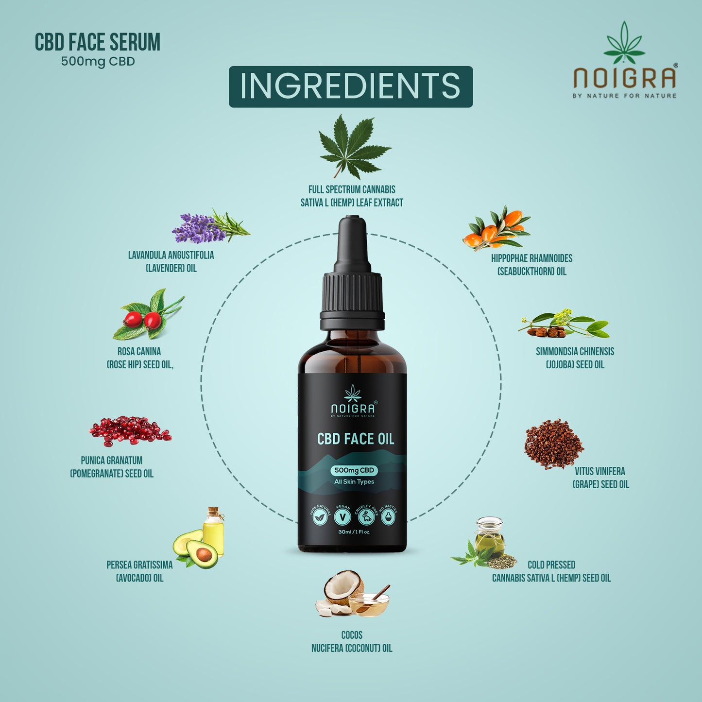 Noigra - CBD Face Oil - 500mg CBD