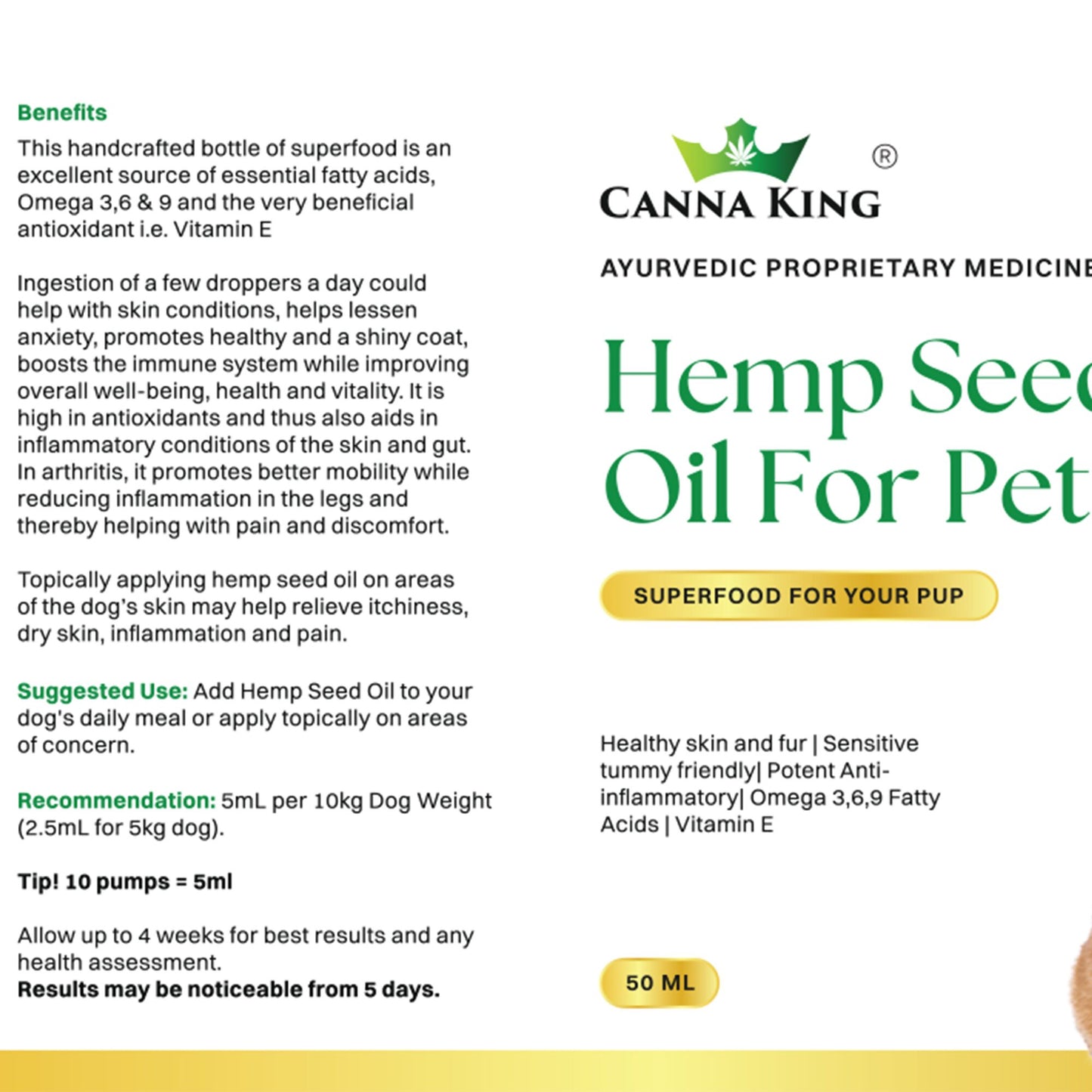 Cannaking - Hemp Seed Oil For Pets (50ml)