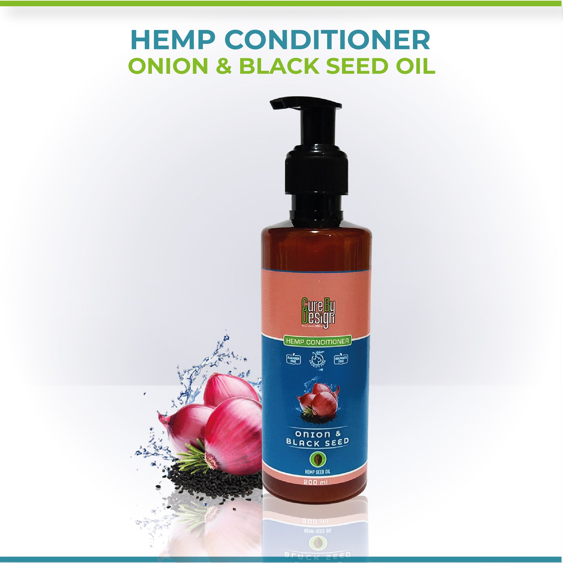 Cure By Design Hemp Black Seed Oil & Onion Conditioner - Hempivate 