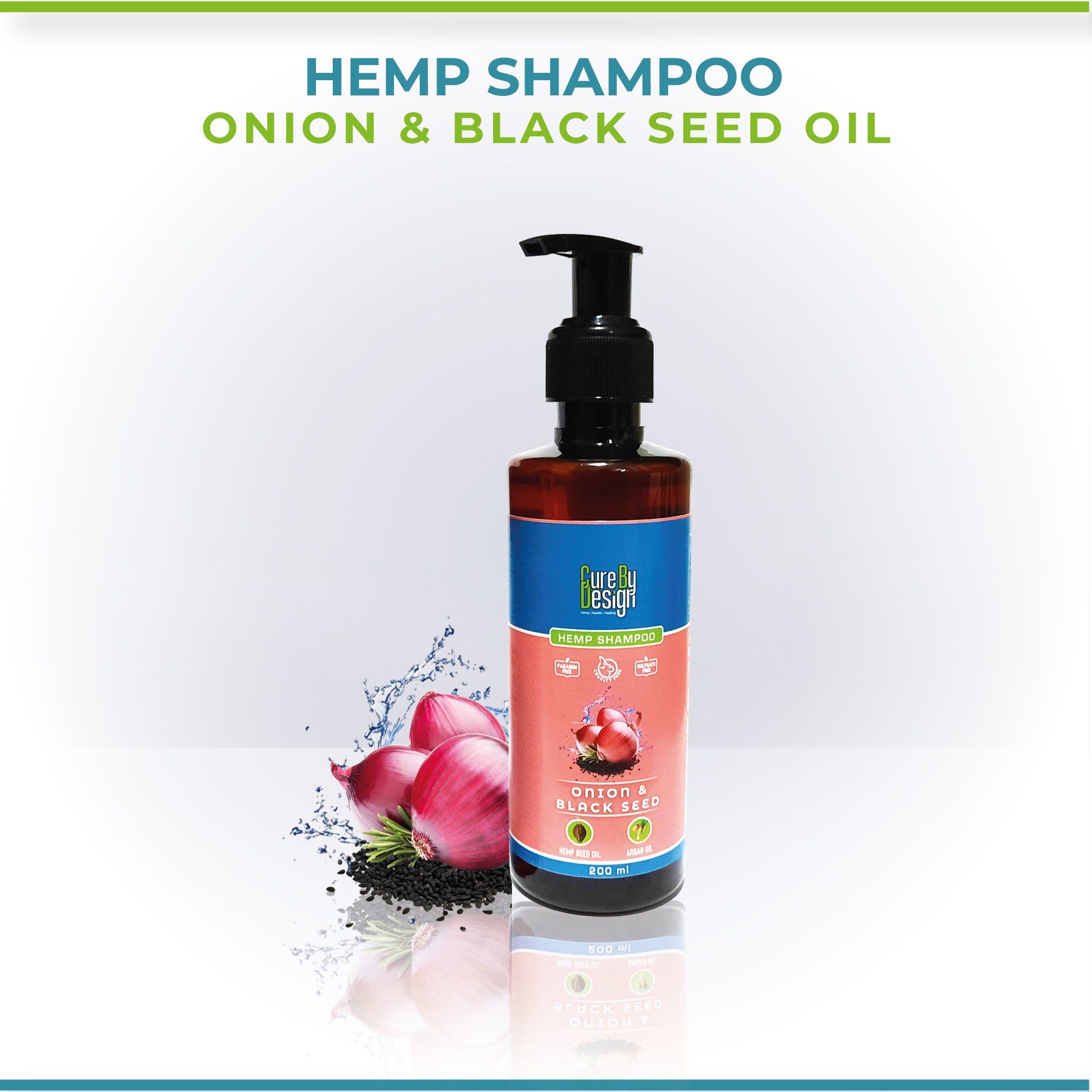 Cure By Design Hemp, Black Seed Oil & Onion Shampoo - Hempivate 